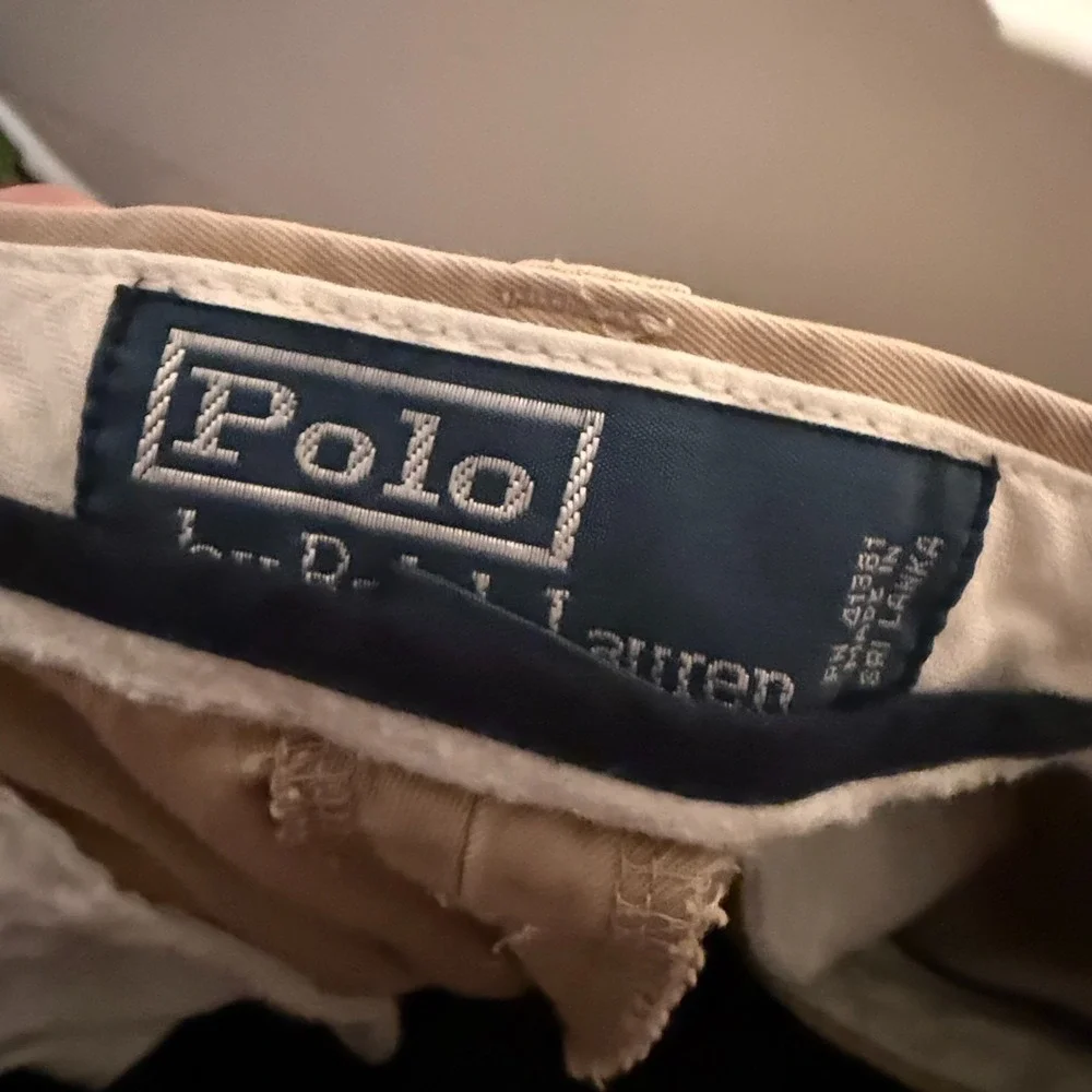 Polo Ralph Lauren Size 34 Khaki Flat Front Chino Shorts Classic Preppy Golf LOGO